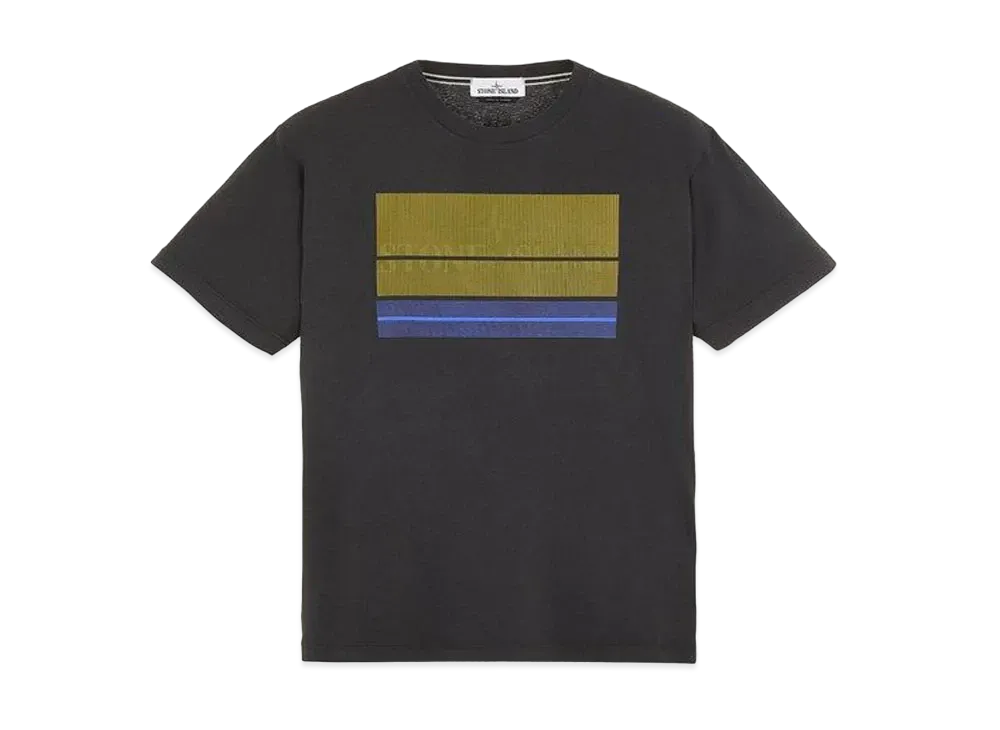 Stone Island 2NS90 COTTON JERSEY, 'LENTICULAR THREE' PRINT_SLIM FIT "Steel Grey"