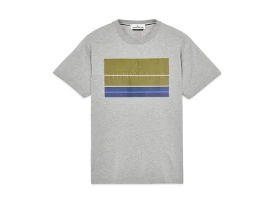 Stone Island 2NS90 COTTON JERSEY, 'LENTICULAR THREE' PRINT_SLIM FIT "Dust Melange"