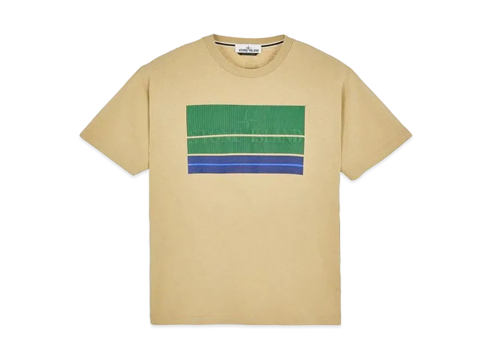 Stone Island 2NS90 COTTON JERSEY, 'LENTICULAR THREE' PRINT_SLIM FIT "Ibory"