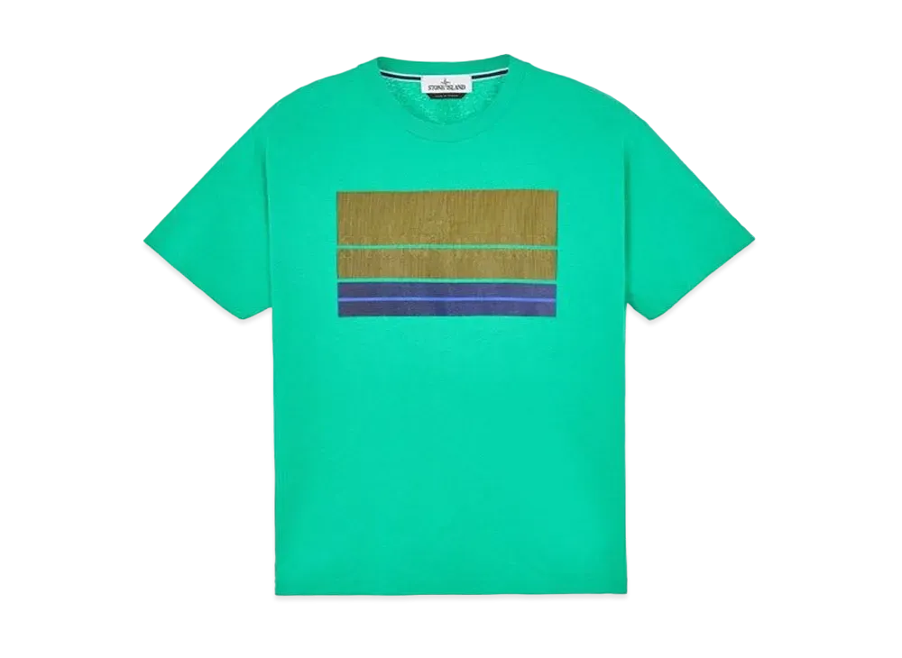 Stone Island 2NS90 COTTON JERSEY, 'LENTICULAR THREE' PRINT_SLIM FIT "Green"