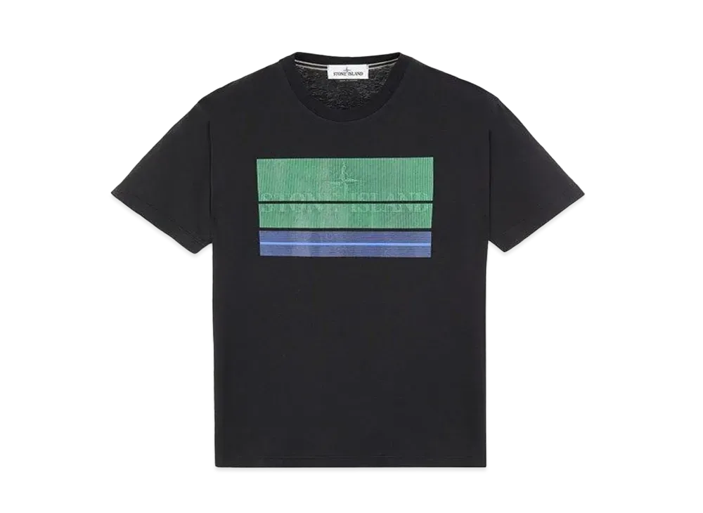Stone Island 2NS90 COTTON JERSEY, 'LENTICULAR THREE' PRINT_SLIM FIT "Black"