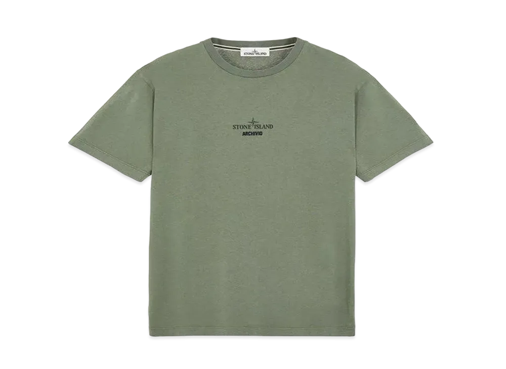 Stone Island 2NS91 COTTON JERSEY,'ARCHIVIO' PRINT_SLIM FIT "Sage Green"