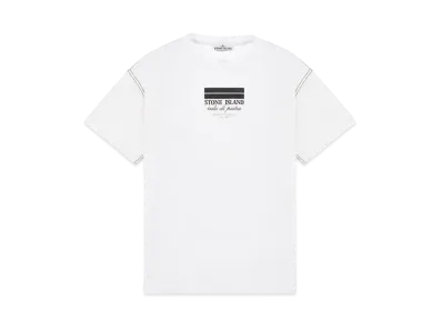 Stone Island 20894 COTTON JERSEY 'ULTRA INSTITUTIONAL THREE' PRINT_REGULAR FIT "White"