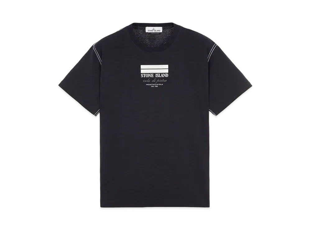 Stone Island 20894 COTTON JERSEY 'ULTRA INSTITUTIONAL THREE' PRINT_REGULAR FIT "Blue"