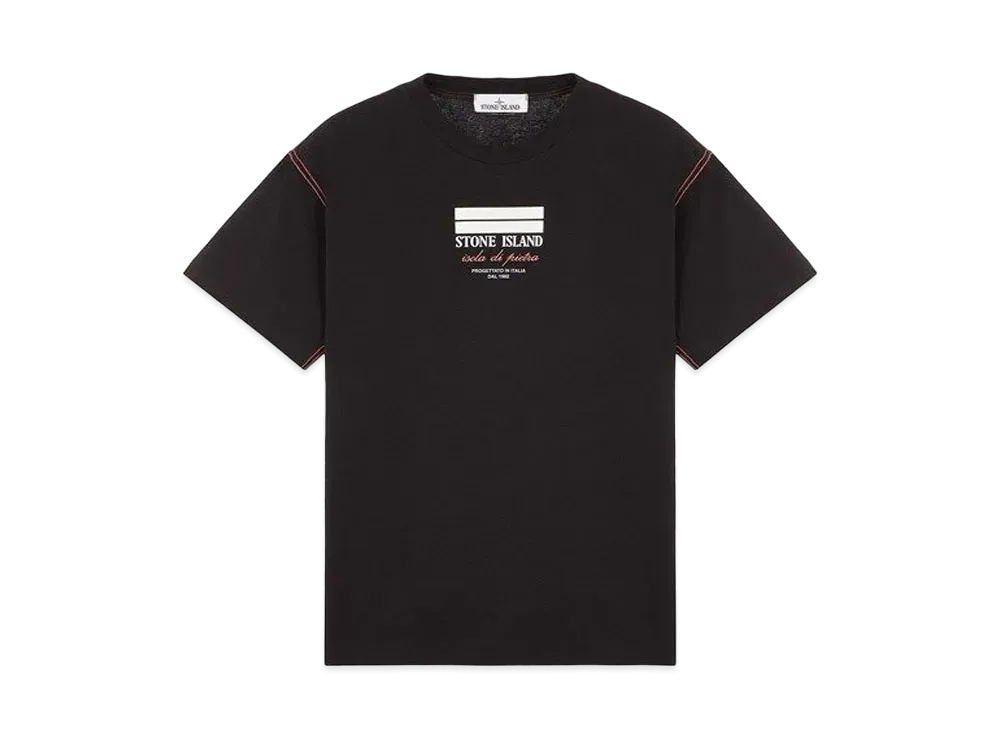 Stone Island 20894 COTTON JERSEY 'ULTRA INSTITUTIONAL THREE' PRINT_REGULAR FIT "Black"