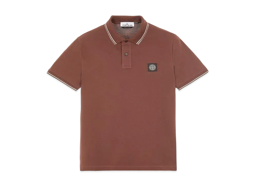 Stone Island 22S18 STRETCH COTTON PIQUE_SLIM FIT "Mahogany Brown"