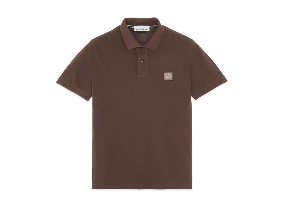 Stone Island 22S67 COTTON PIQUE PIGMENT DYED_SLIM FIT "Dark Brown"
