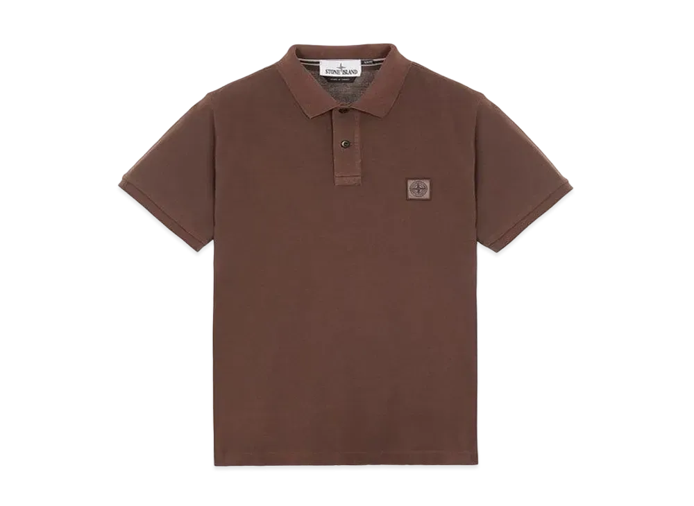 Stone Island 22S67 COTTON PIQUE PIGMENT DYED_SLIM FIT "Mahogany Brown"