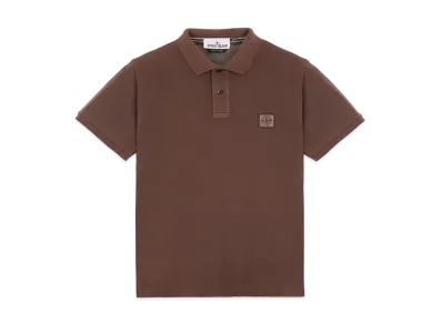 Stone Island 22S67 COTTON PIQUE PIGMENT DYED_SLIM FIT "Mahogany Brown"