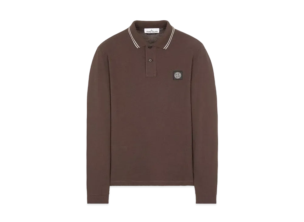 Stone Island 2SS18 STRETCH COTTON PIQUE_SLIM FIT "Dark Brown"