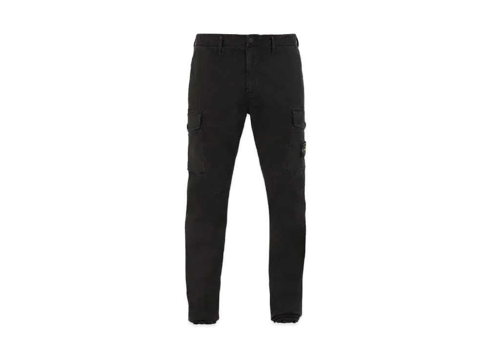 Stone Island 318L1 STRETCH BROKEN TWILL COTTON_'OLD' EFFECT_SLIM FIT "Black"