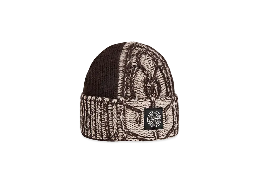 Stone Island N18D8 LAMBSWOOL WITH ARAN MOTIF "Dark Brown"