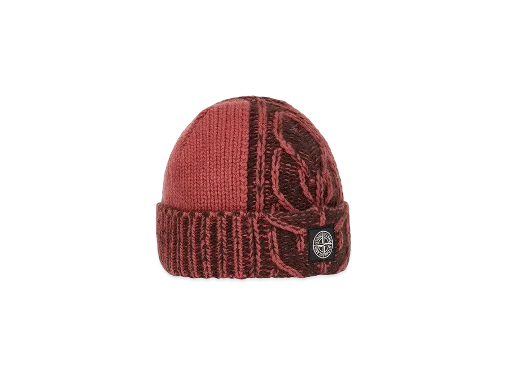 Stone Island N18D8 LAMBSWOOL WITH ARAN MOTIF "Brick Red"