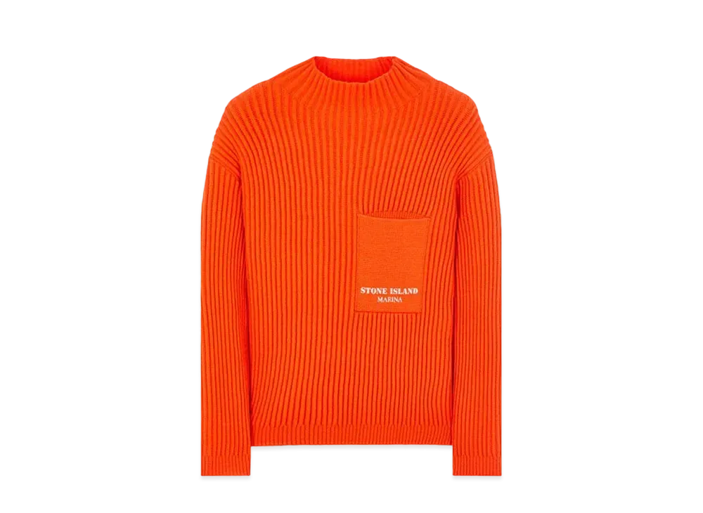 Stone Island 543Xa Marina Funnel Neck Knit "Lobster Orange"