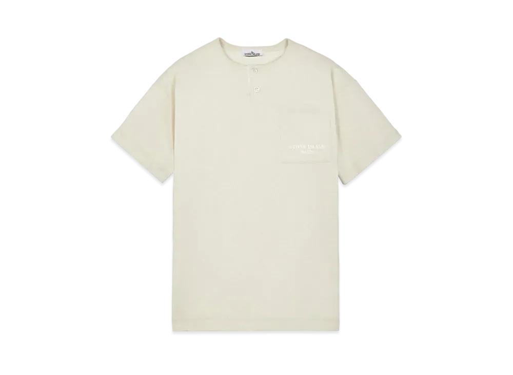 Stone Island 221X3 Marina Henley Neck Long Sleeve T-Shirt "Mastic White"