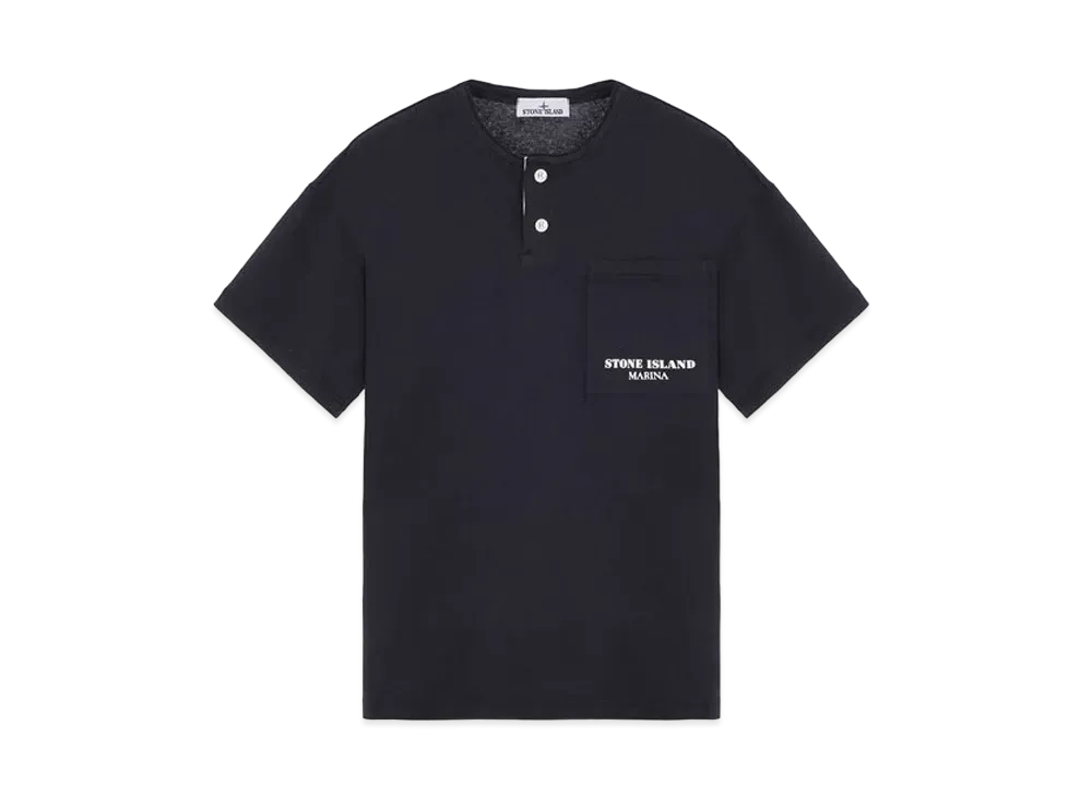 Stone Island 221X3 Marina Henley Neck Long Sleeve T-Shirt "Blue"