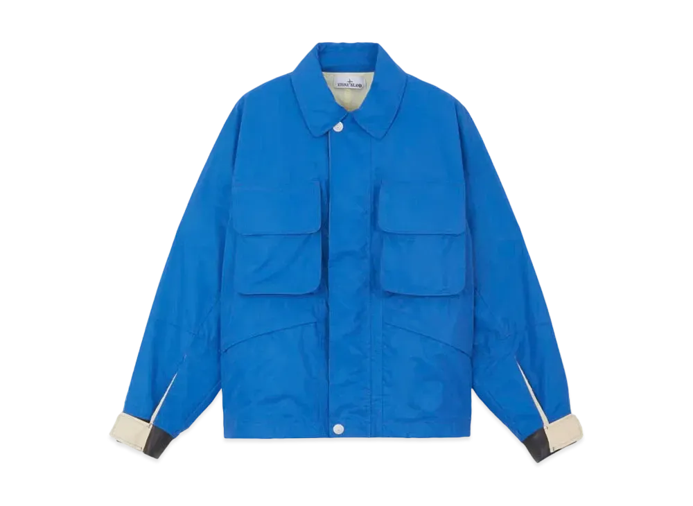 Stone Island 445X2 Nylon Canvas With Plated Reflective Stone Island Marina "Bright Blue"