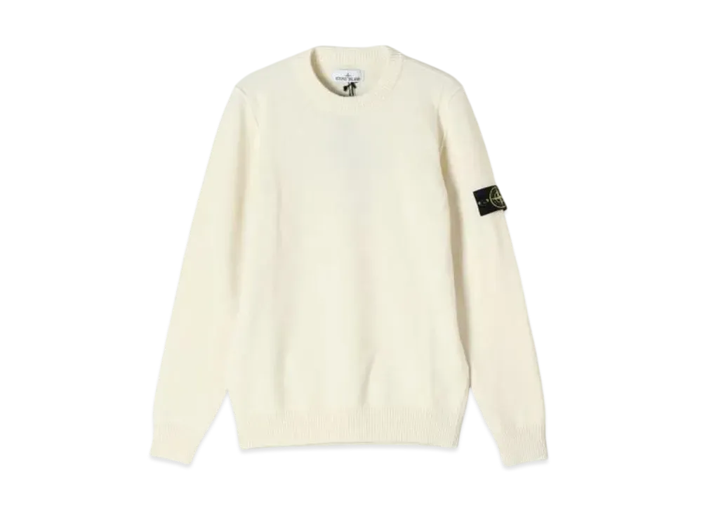 Stone Island Crew Neck Lambswool Knit Sweater "White" 8115508A3