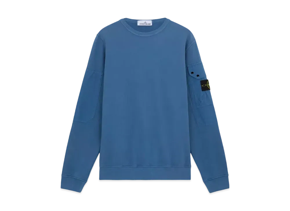 Stone Island 63920 Brushed Organic Cotton Fleece "Avio Blue"