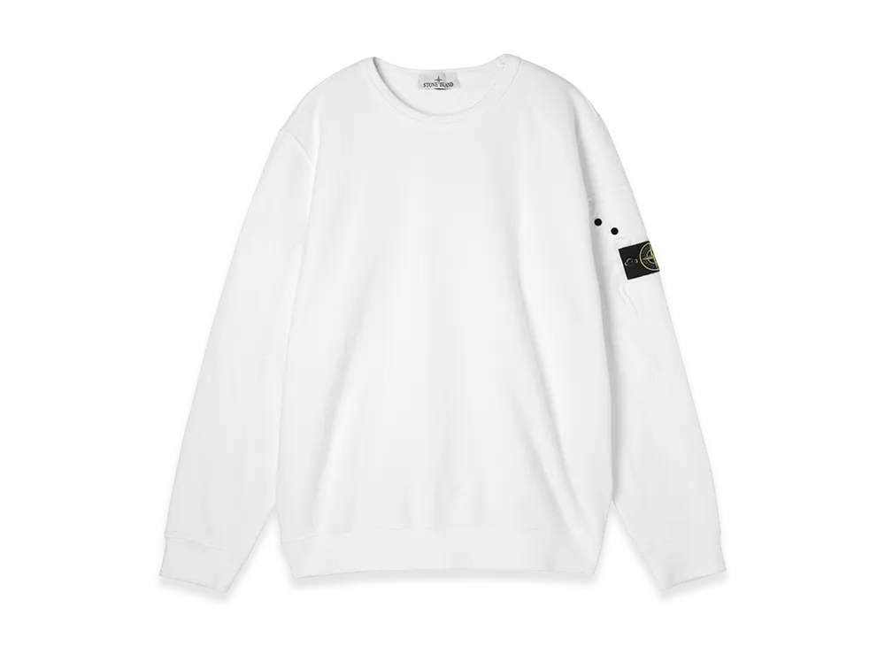 Stone Island Sweat 63920 Brushed Organic Cotton Fleece "White"