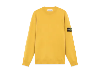 Stone Island Light Pure RWS Wool Crew Neck Sweater With Ribbed Detail "Mustard"