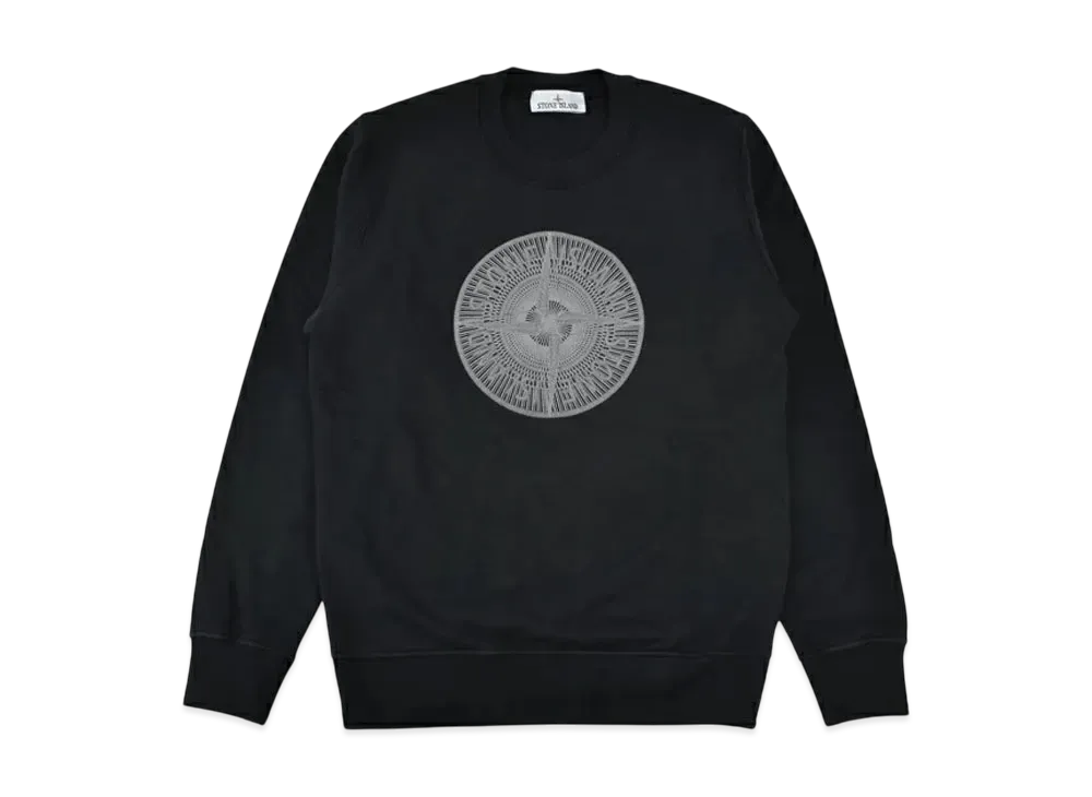 ストーンアイランド ビッグロゴ エンブロイダード トレーナー "ブラック" 791566559