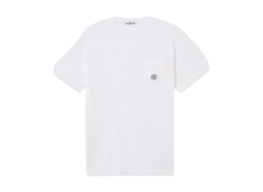 Stone Island 2100219 Organic Cotton Jersey Fissato Effect "White"