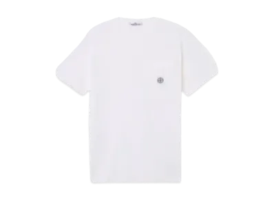 Stone Island 2100219 Organic Cotton Jersey Fissato Effect "White"
