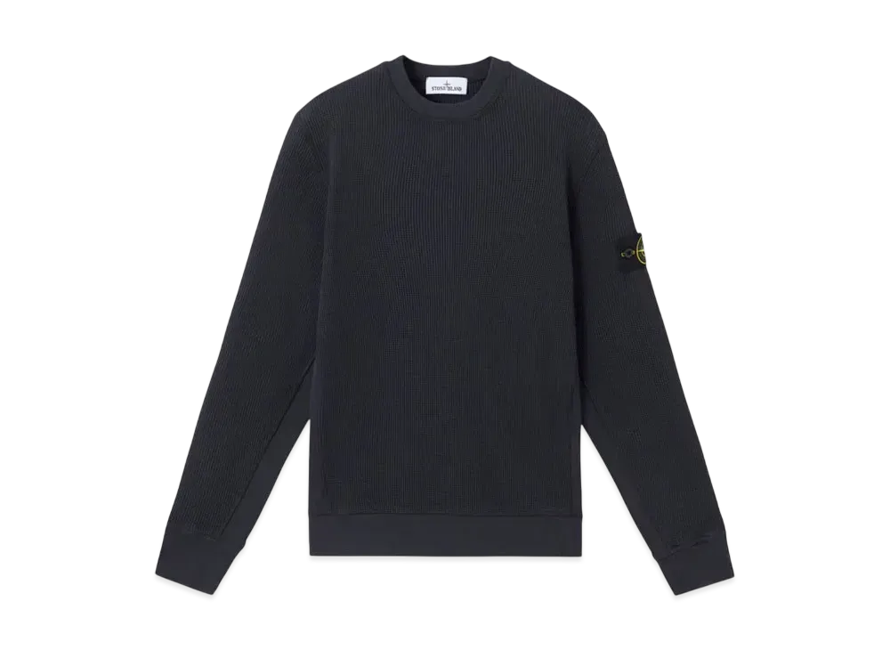 Stone Island 6100008 Organic Cotton Waffle Fleece "Navy Blue"