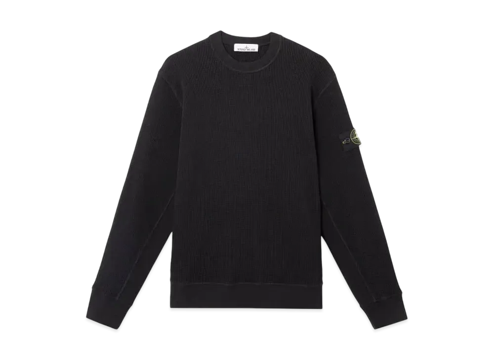 Stone Island 6100008 Organic Cotton Waffle Fleece "Black"