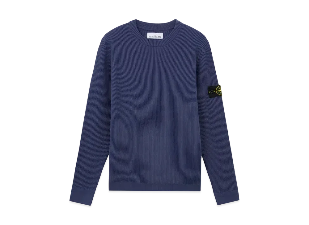 Stone Island 553C2 Full Rib RWS Wool "Mid Blue"