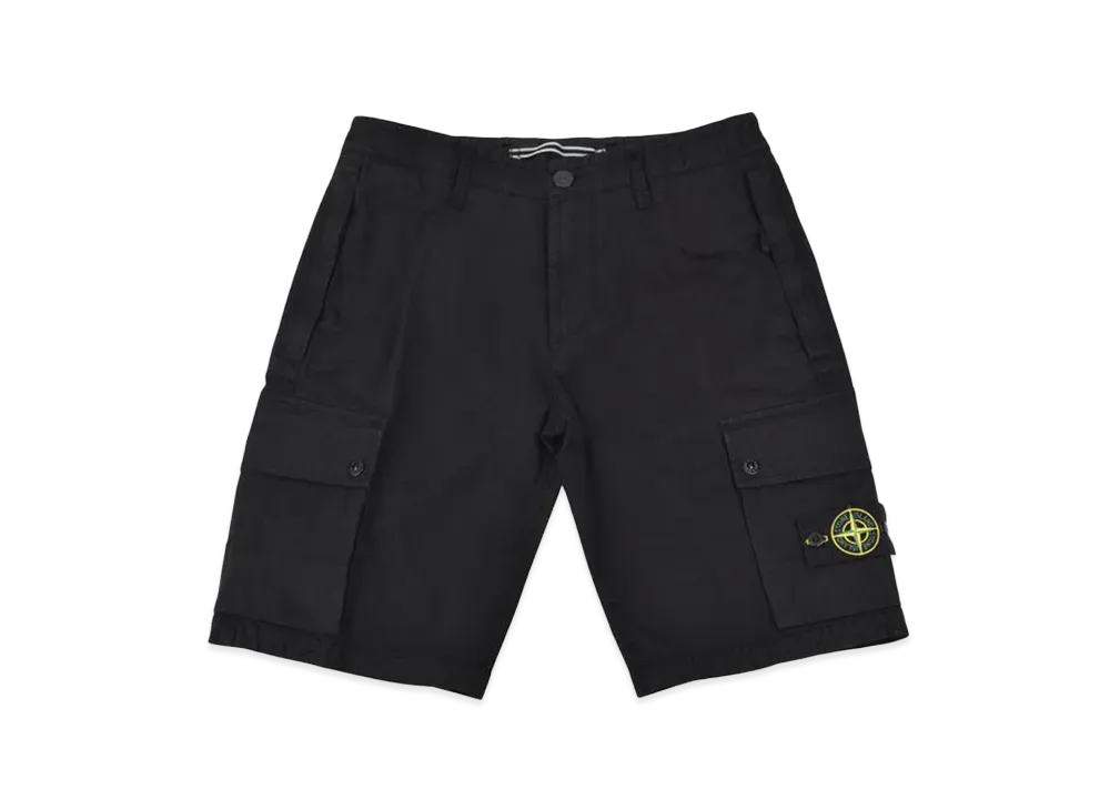 Stone Island Brushed Organic Cotton Canvas Old Effect "Black"
