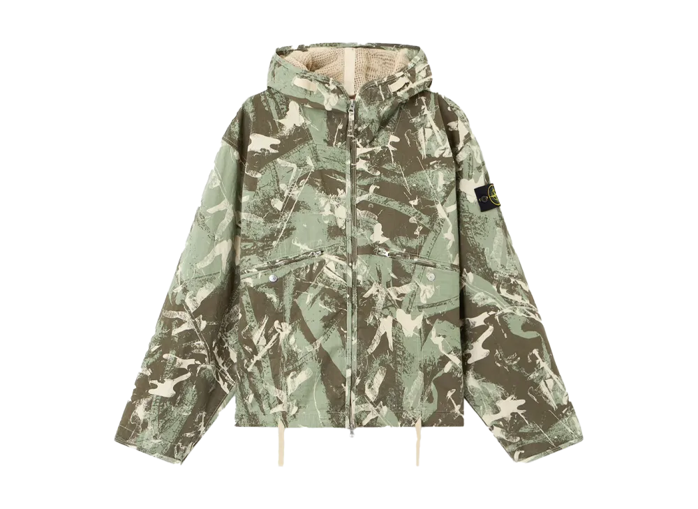 Stone Island 4100069 Scan Camo On Stretch Ripstop-OVD "Military Green"