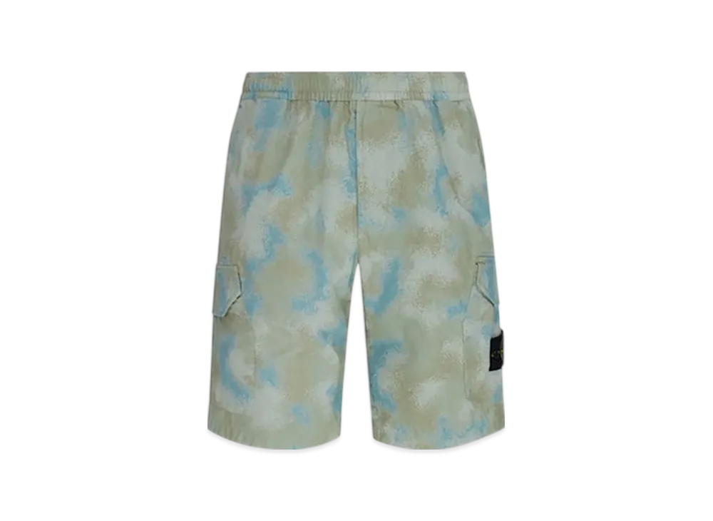 Stone Island Camo Devore Cargo Short "Dove Grey"