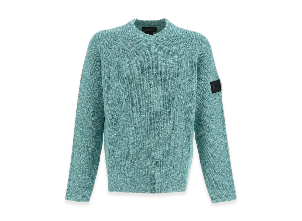 Stone Island Shadow Project 5121R Patterned Slub Dry Yarn Mock Neck Knit - 23SS "Turquoise"