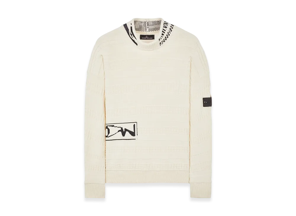 Stone Island Shadow Project 5091T Fair Isle Aran Mock Neck Knit Chapter 1 - 22FW "Off White"