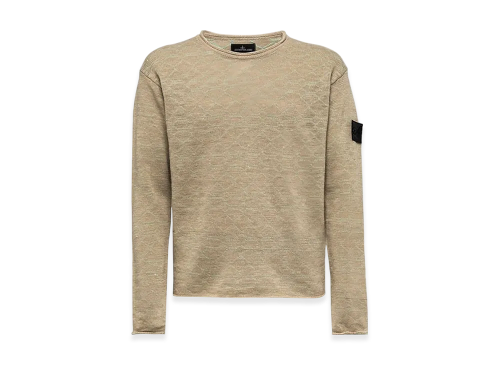 Stone Island Shadow Project 5011F Crewneck Hemp with Inner Pattern in Cotton Chenille Knit - 22SS "Beige"