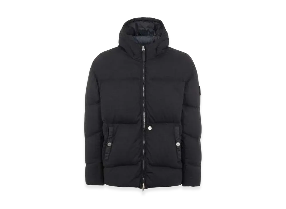 ストーンアイランド シャドウプロジェクト 40103 ハイ デンシティ R-ナイロンジャージー ガーメント ダイ フーデッド ダウンジャケット - 21FW "ブラック"