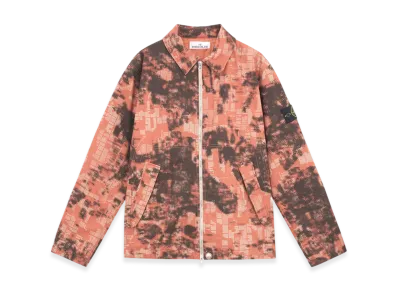 Stone Island Q11E2 Camouflage Cotton Canvas Padded Shirt Jacket with Pockets and Anti-Drop - 24FW "Orange"
