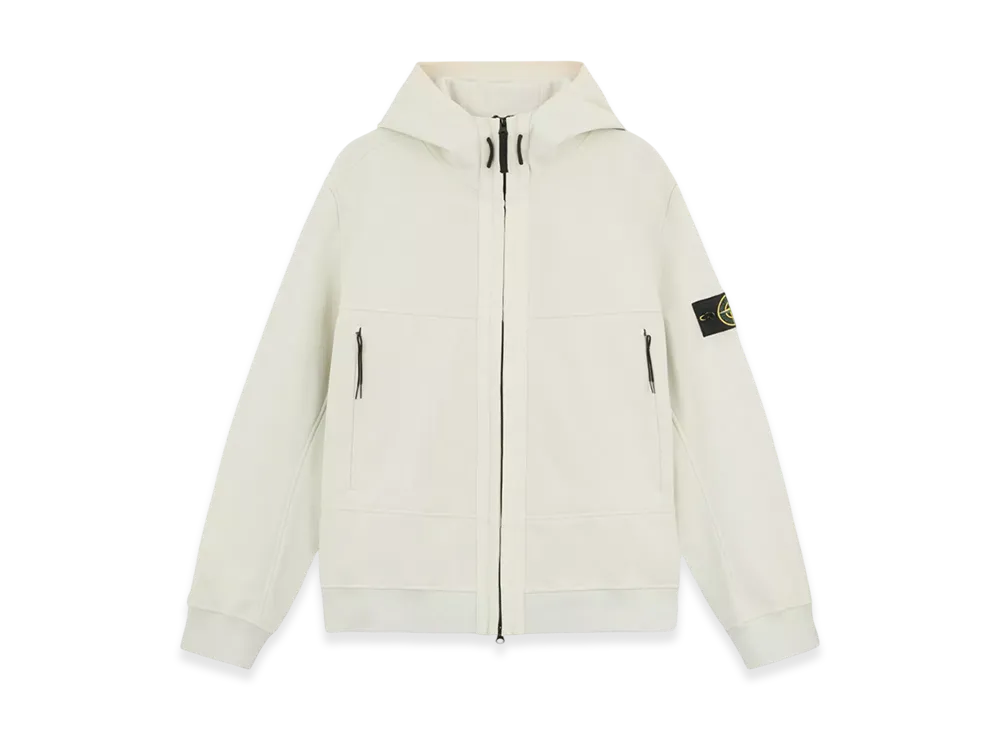 Stone Island Q0322 Soft Shell-R E.Dye Technology in Recycled Polyester Wind and Water-Resistant Hooded Jacket - 24FW "Off White"