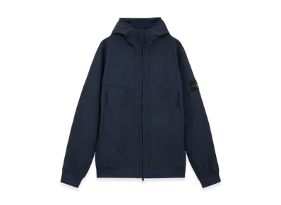 Stone Island Q0322 Soft Shell-R E.Dye Technology in Recycled Polyester Wind and Water Resistant Hooded Jacket - 24FW "Navy Blue"