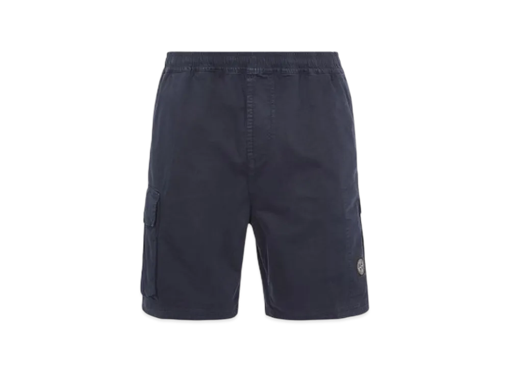 Stone Island L1304 Organic Cotton Old Treatment Cargo Bermuda Shorts - 23SS "Blue"