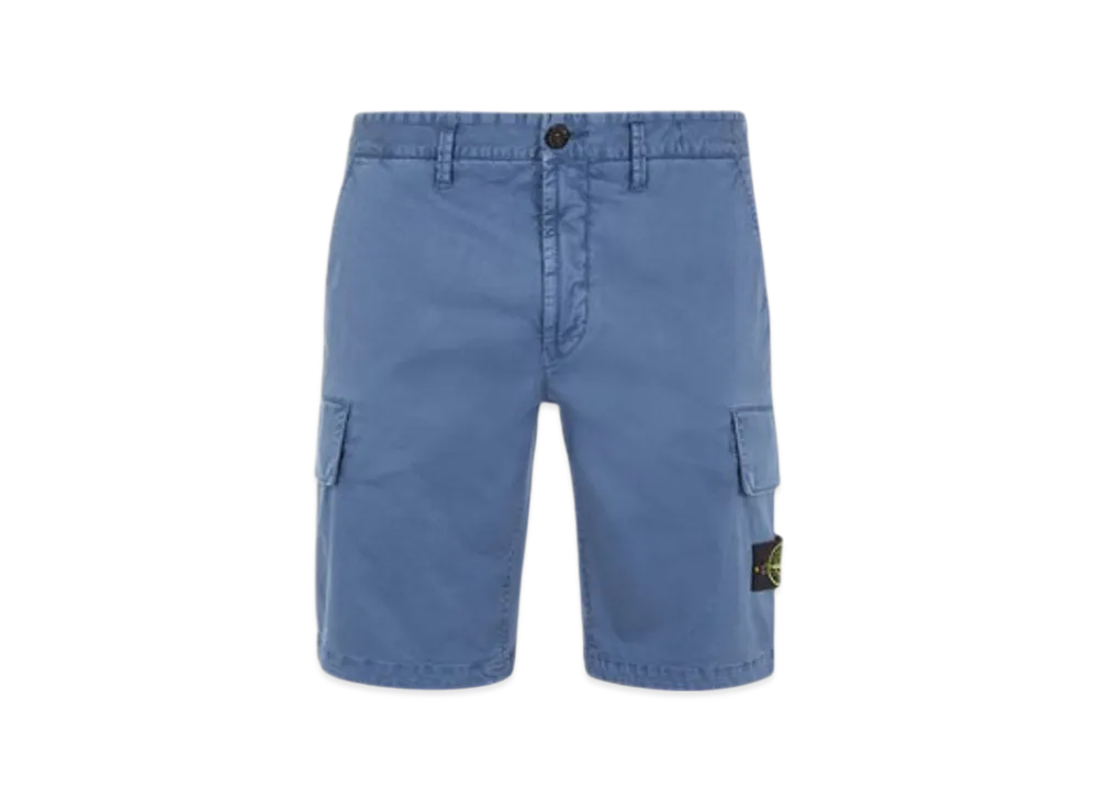 Stone Island L1204 Old Treatment Slim Fit Cargo Bermuda Shorts - 24SS "Avio Blue"