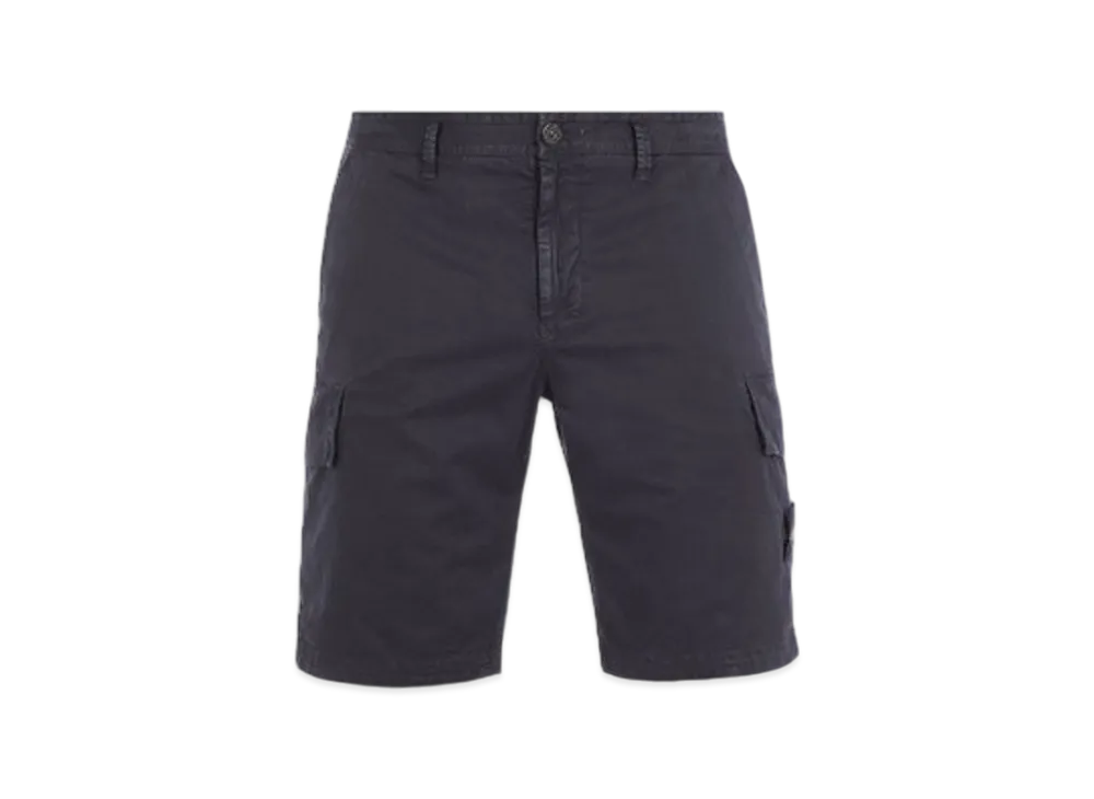 Stone Island L1204 Old Treatment Slim Fit Cargo Bermuda Shorts - 24SS "Blue"