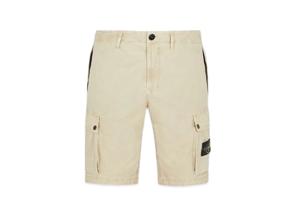 Stone Island L11WA Old Treatment Slim Fit Cargo Bermuda Shorts - 24SS "Sand"