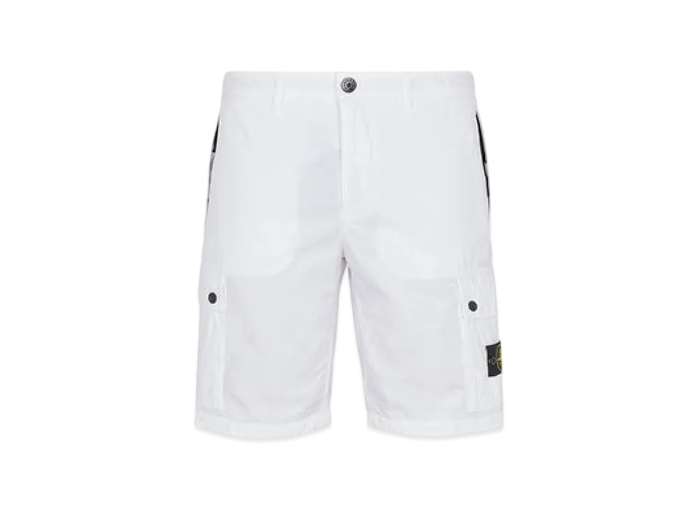 Stone Island L11WA Brushed Cotton Canvas Garment Dyed Bermuda Shorts - 24SS "White"