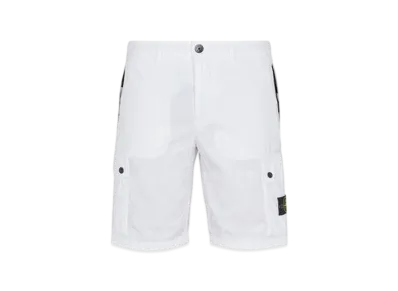 Stone Island L11WA Brushed Cotton Canvas Garment Dyed Bermuda Shorts - 24SS "White"