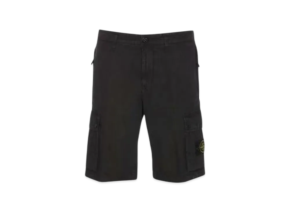 Stone Island L11WA Brushed Cotton Canvas Garment Dyed Bermuda Shorts - 24SS "Black"