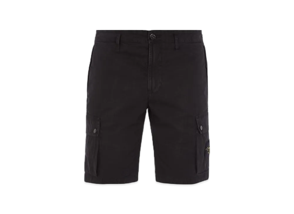 Stone Island L11WA Brushed Cotton Canvas Garment Dyed Bermuda Shorts - 23SS "Black"