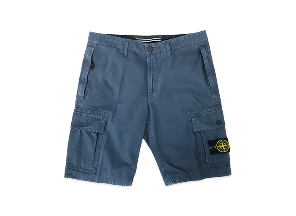 Stone Island L11WA Brushed Cotton Canvas Garment Dyed Bermuda Shorts - 22SS "Avio Blue"